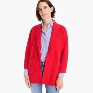 J CREW 365 red wool cotton blend knit sweater blazer Sophie open-front xxxs